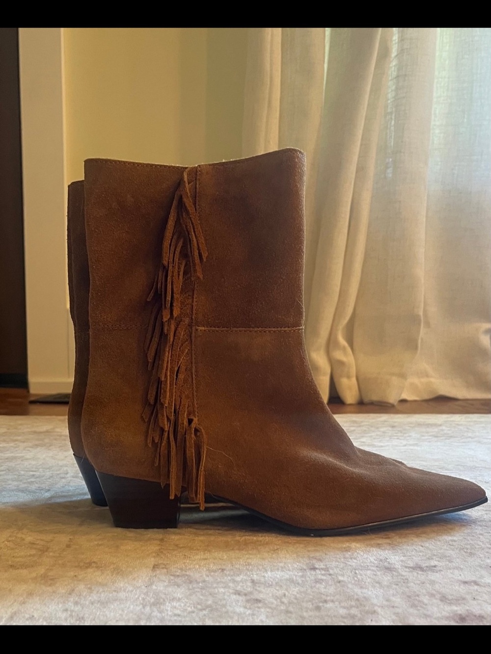 Madewell Brown Suede Fringe Ankle Booties Lexie
